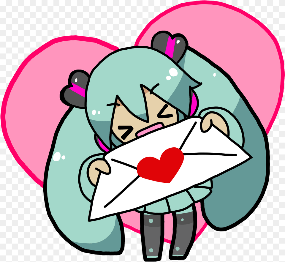 Hatsune Miku 2 Photo Sticker Transparent Overlay By Hatsune Miku Chibi Stickers, Heart, Envelope Png Image