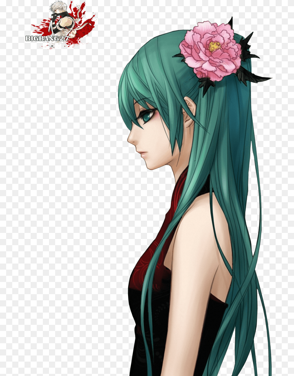 Hatsune Miku Cool Anime Girl With Green Hair, Book, Publication, Comics, Adult Free Transparent Png