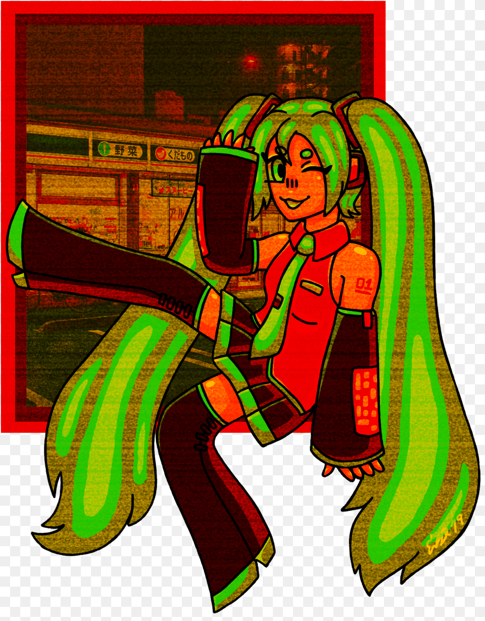 Hatsune Miku Takes You To 711 And Makes You Buy Her Illustration, Person, Book, Comics, Publication Free Png Download