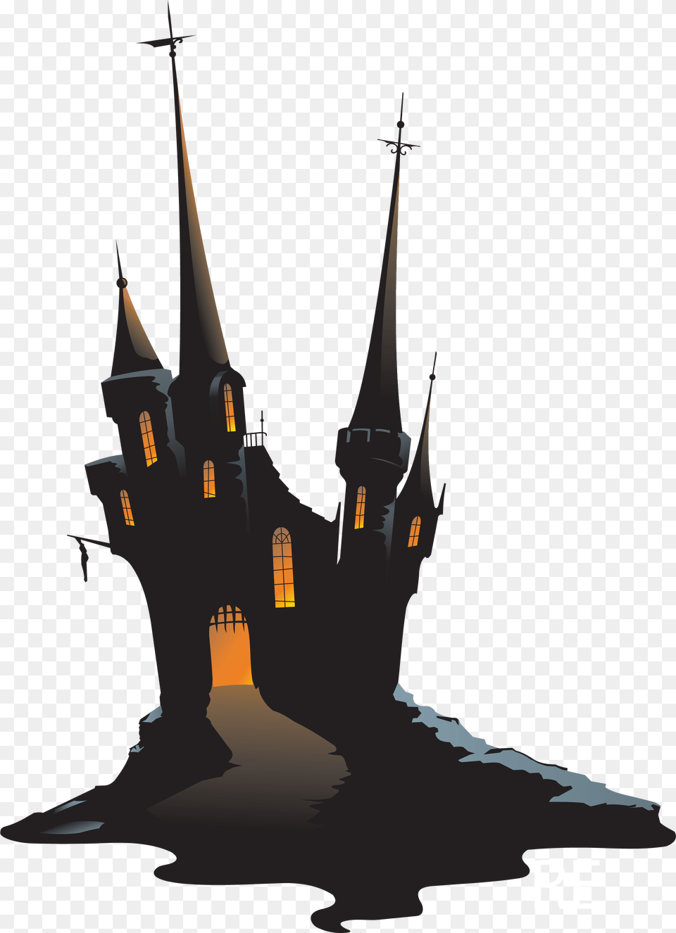 Haunted Castle Silhouette Halloween Castle Clipart, Architecture, Building, City, Spire Free Png