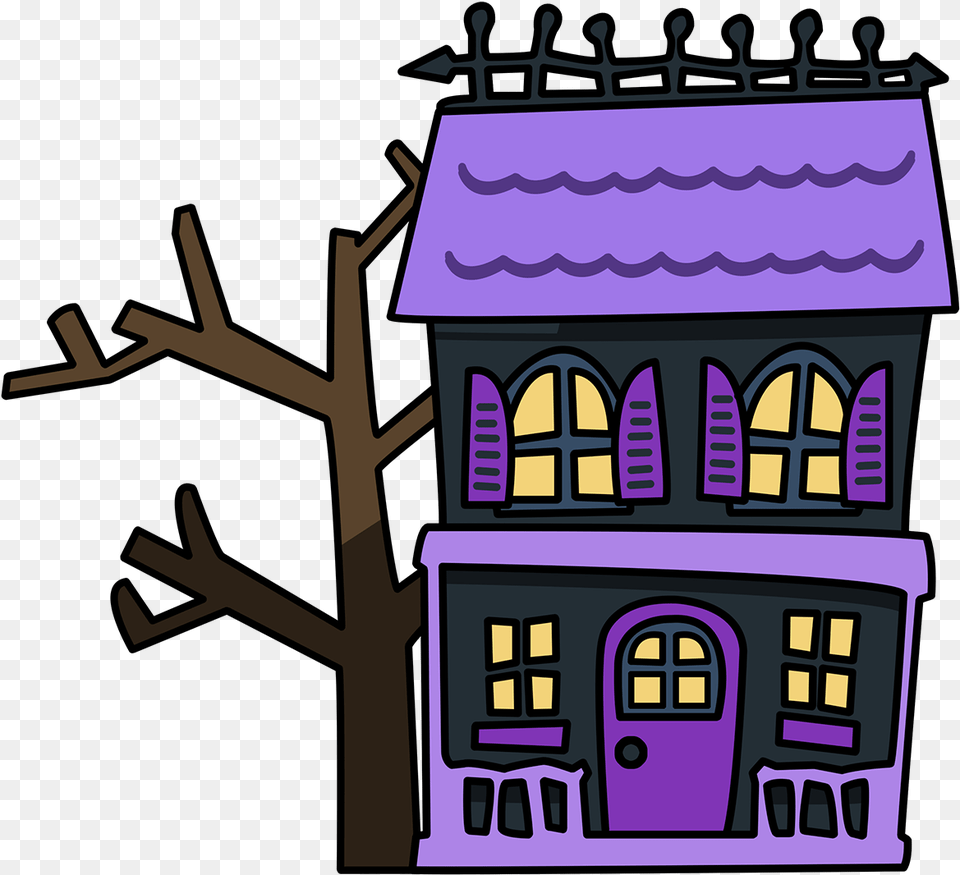 Haunted House Clip Art, Neighborhood, Purple, Scoreboard, Architecture Free Transparent Png