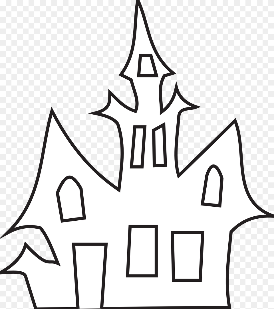 Haunted House Clip Art Black And White, Architecture, Building, Monastery, Stencil Png