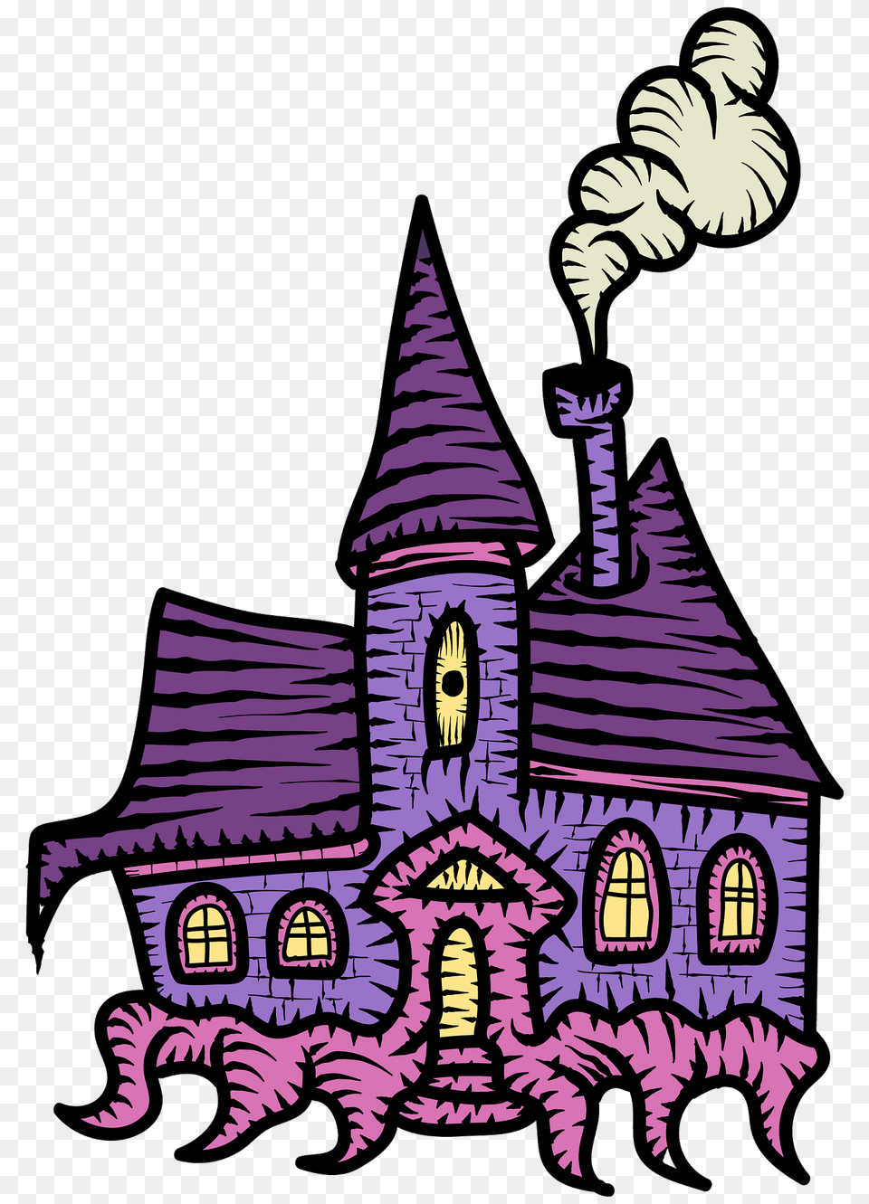 Haunted House Clipart, Purple Png