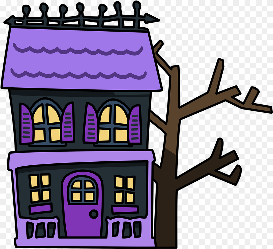 Haunted House Clipart, Neighborhood, Purple, Architecture, Building Free Png Download