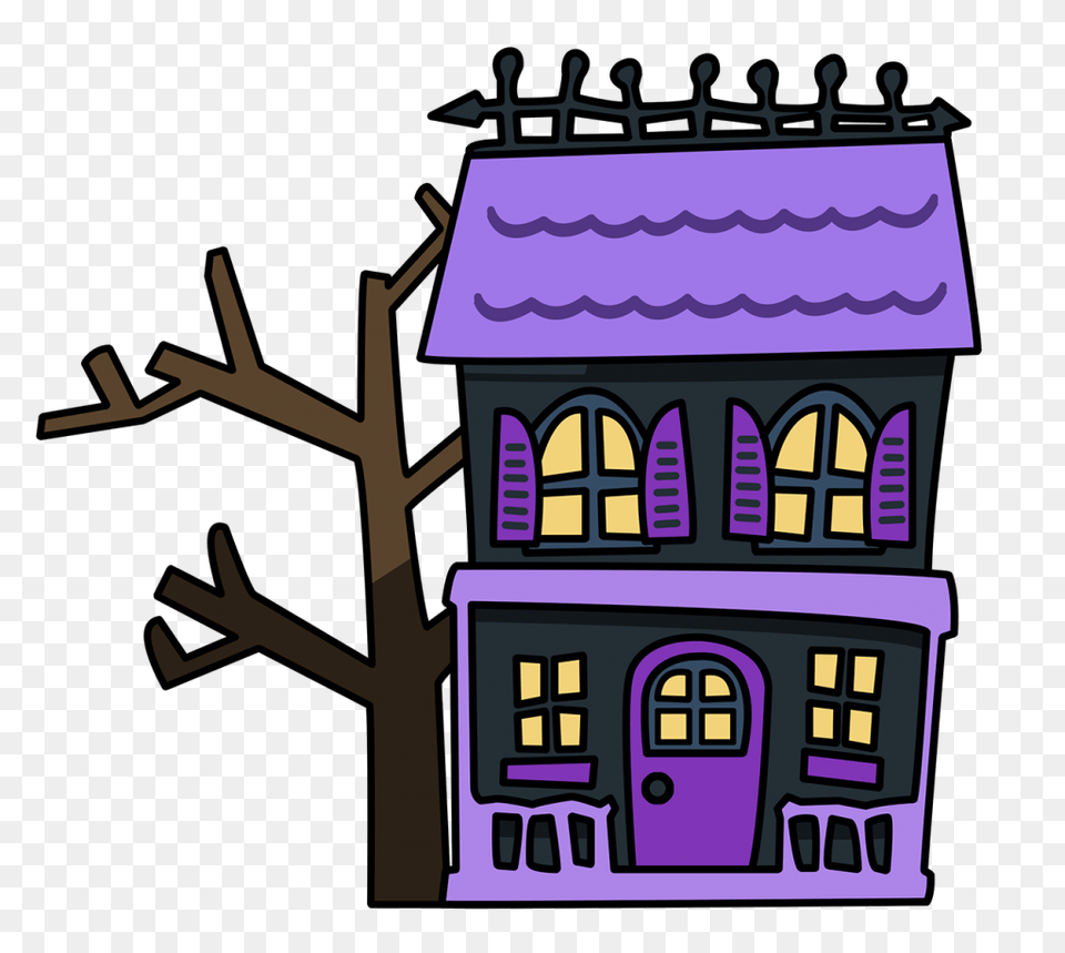 Haunted House Clipart Creepy Old House, Neighborhood, Purple, Architecture, Building Free Png