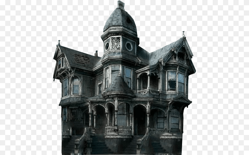 Haunted House Halloween Transparent Image Haunted House Transparent Background, Architecture, Building, Clock Tower, Tower Free Png Download