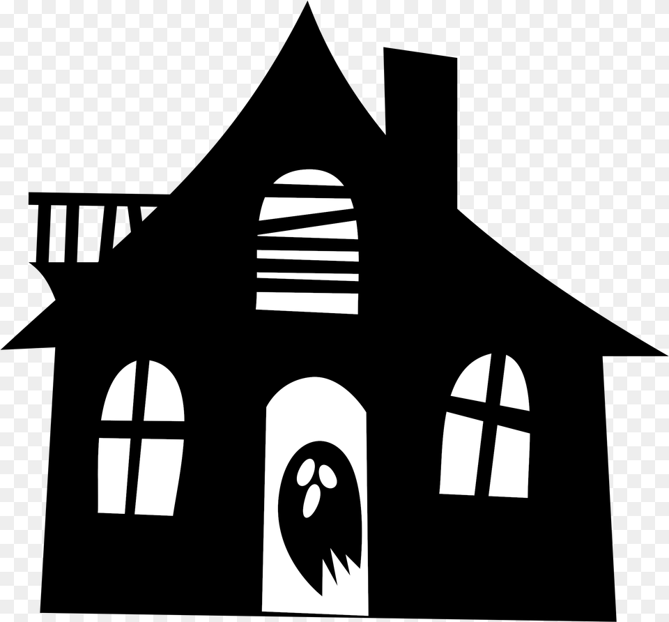 Haunted House Silhouette, Stencil, Art Png