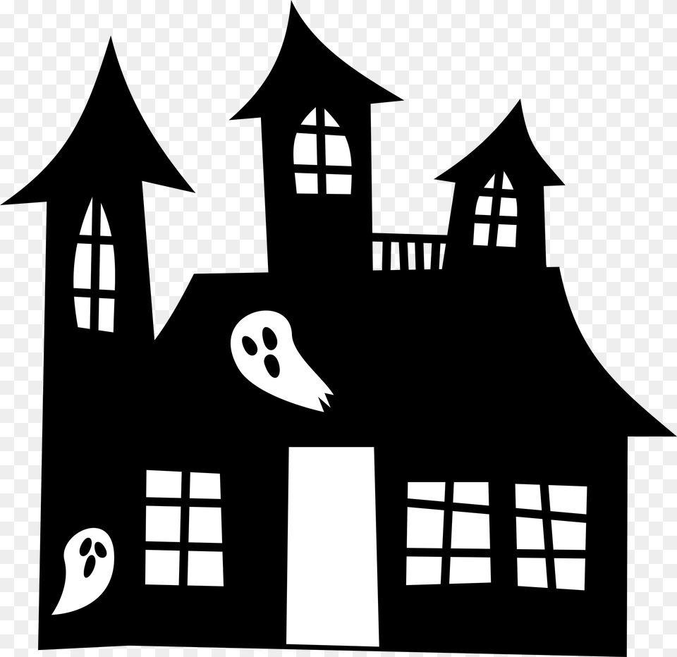 Haunted House Silhouette, Stencil, Art Free Png