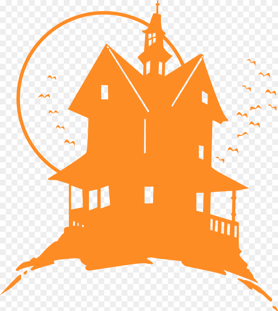 Haunted House Stencil Silhouette, Architecture, Spire, Tower, Building Png