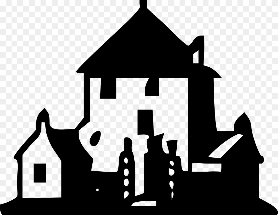 Haunted House Svg Clip Arts Black And White Mansion Clipart, Gray Png