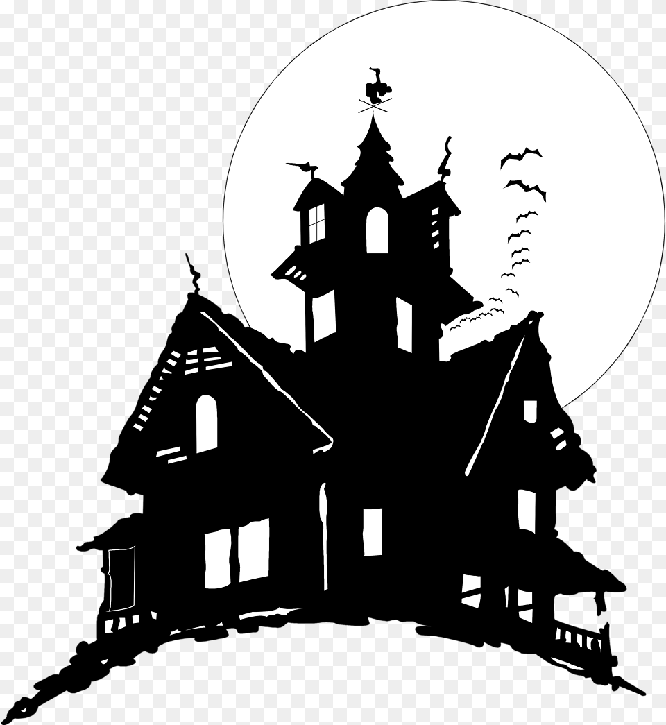 Haunted House Transparent Background, Silhouette, Stencil, Architecture, Building Png