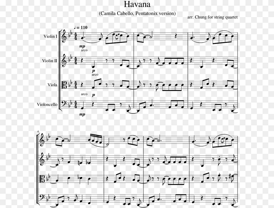 Havana Korok Forest Piano Sheet Music, Gray Png Image