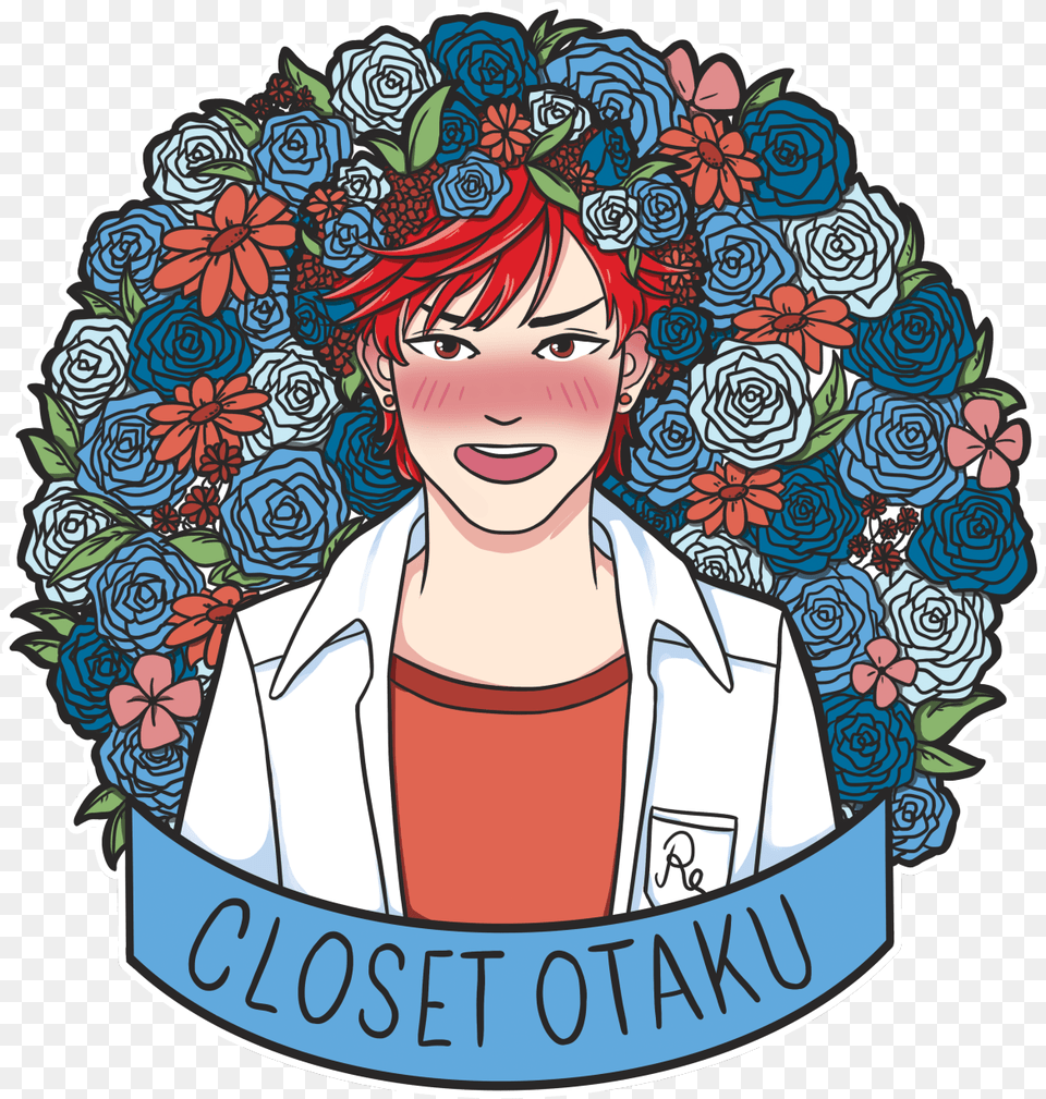 Have A Blushing Mikorin With Flowers, Sticker, Art, Drawing, Doodle Free Transparent Png