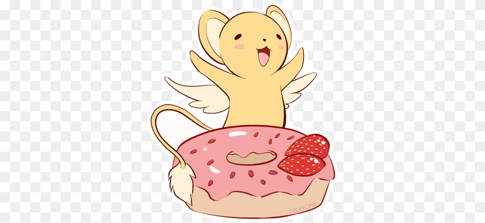 Have A Strawberry Glazed Donut And A Very Excited Kero Chan, Food, Sweets, Animal, Bear Png Image