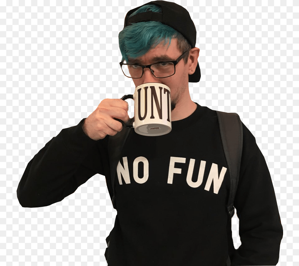 Have A Transparent For All Your Transparent Needs Jacksepticeye No Fun Shirt, Cup, T-shirt, Clothing, Person Png Image