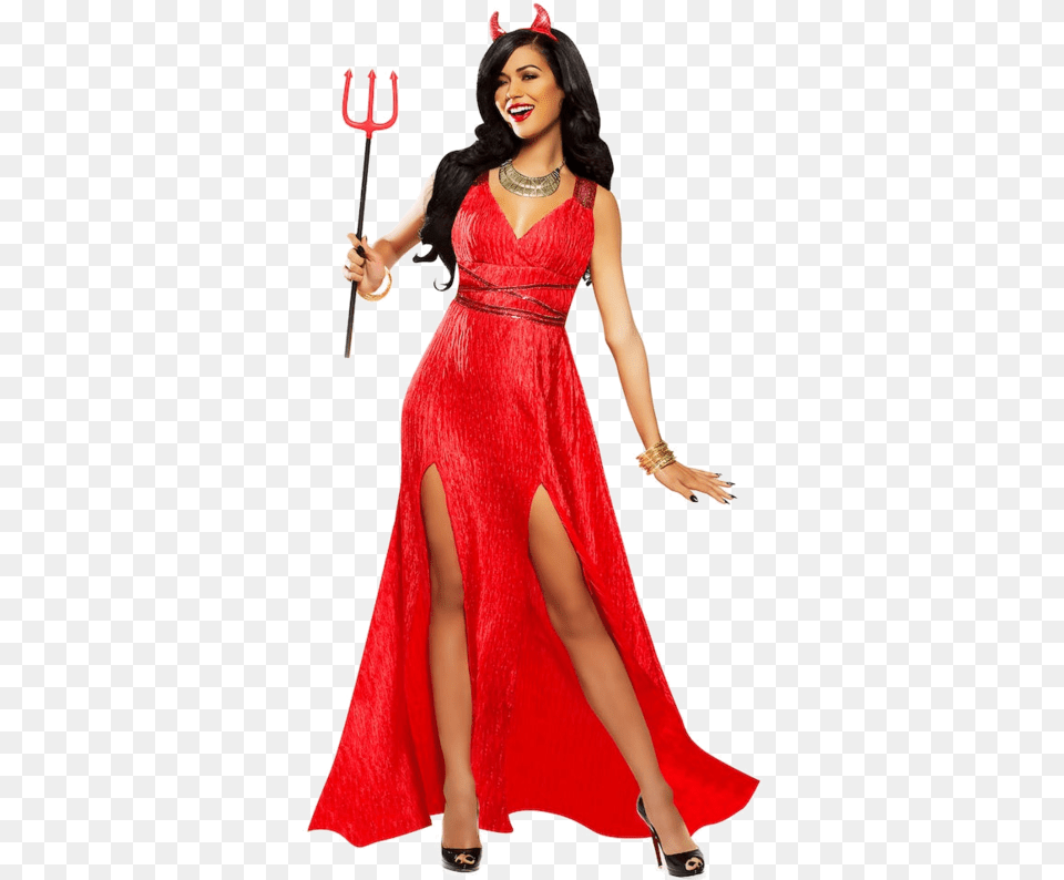 Have An Angel Without A Devil Get Some Red Clothes Red Devil Woman Costume, Fashion, Gown, Clothing, Formal Wear Free Png Download