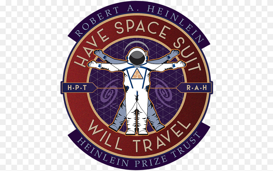 Have Space Suit Will Travel Heinleinprizetrust Emblem, Adult, Cross, Logo, Male Png