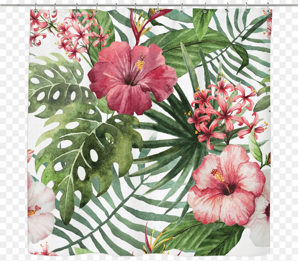Hawaii Flower Shower Curtain D5 Watercolor Flowers Shower Curtain, Geranium, Plant, Petal, Hibiscus Free Png