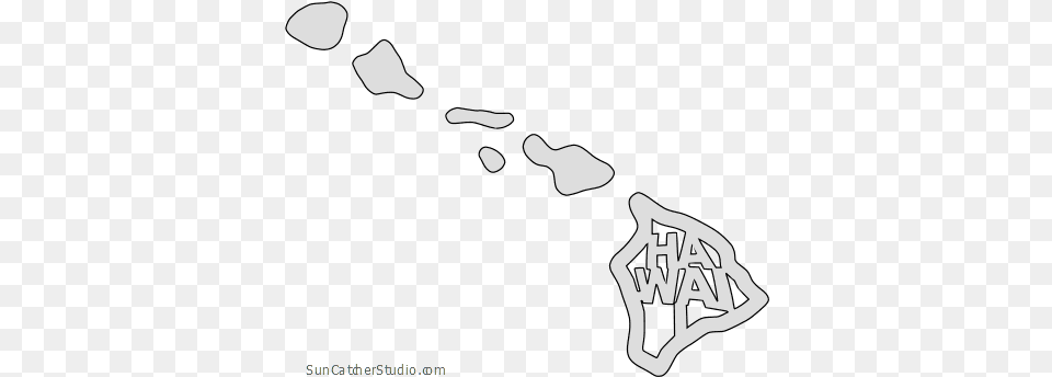 Hawaii Map Outline Shape State Stencil Clip Art Scroll Hawaii Islands Black, Weapon Png