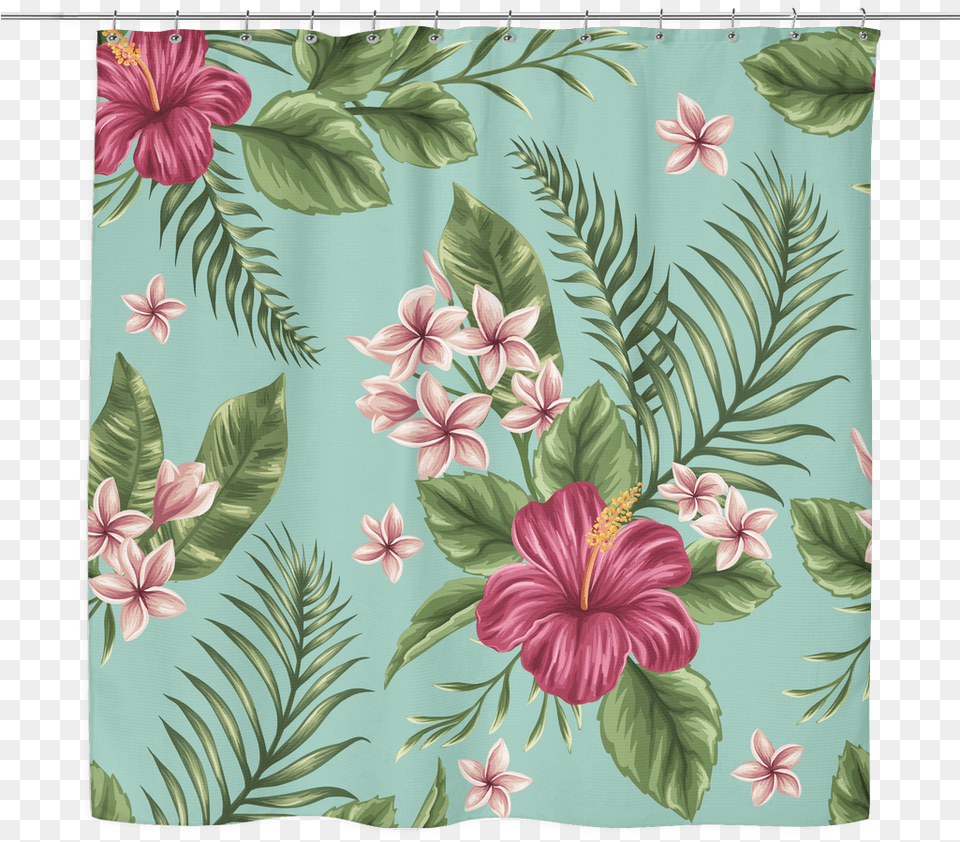 Hawaii Shower Curtain 05 Q1 Tropical Floral Print, Plant, Shower Curtain, Flower, Pattern Png Image