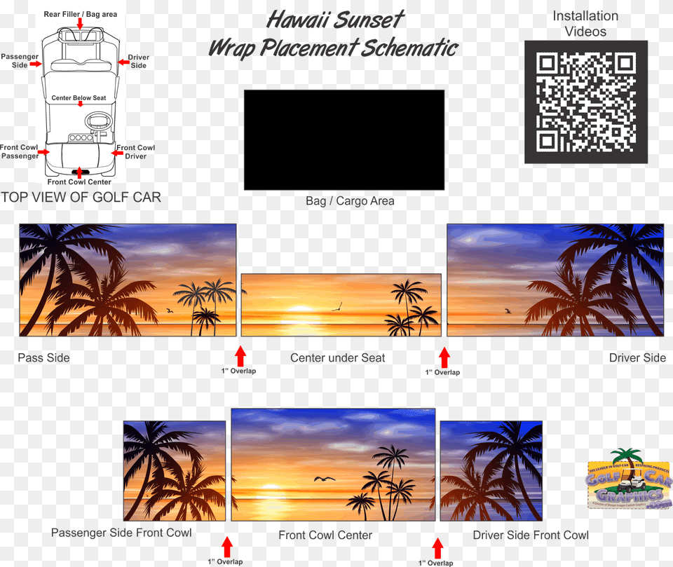 Hawaii Sunset Golf Car Wrap Schematic Attalea Speciosa, Palm Tree, Plant, Tree, Nature Png Image
