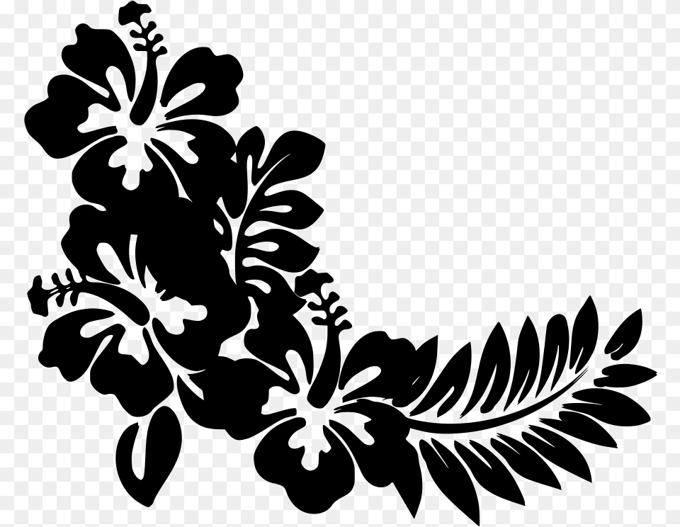 Hawaiian Flower Black And White, Gray Free Png Download