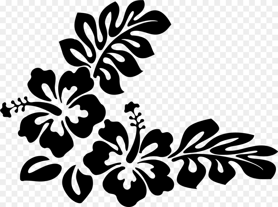 Hawaiian Flower Clip Art Design Black And White, Gray Free Transparent Png
