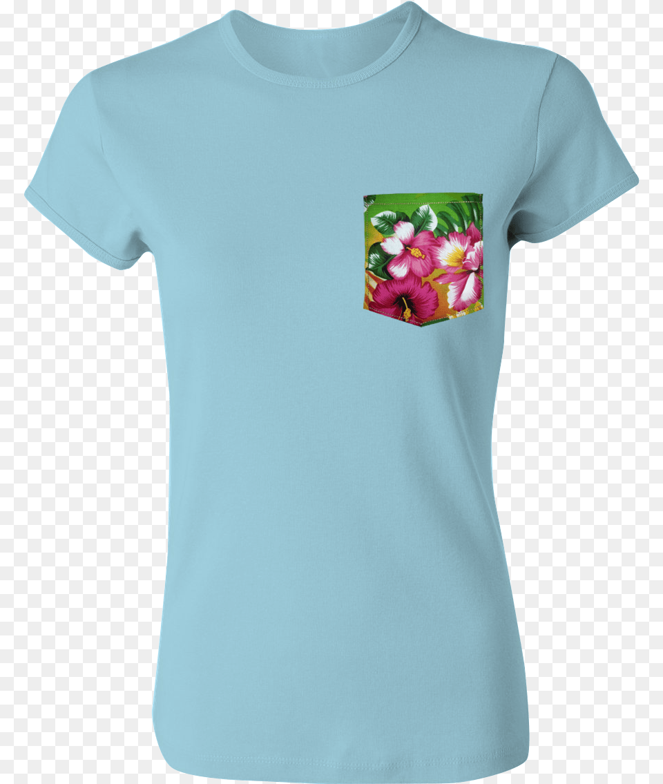 Hawaiian Flower Custom Pocket Wednesdays We Wear Pink Shirt, Clothing, T-shirt, Plant Free Png Download