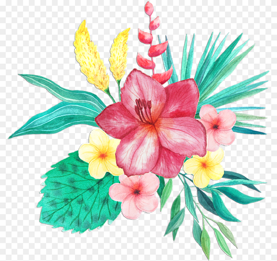 Hawaiian Hibiscus Tropical Flower Watercolor, Plant, Flower Arrangement, Art, Floral Design Free Transparent Png
