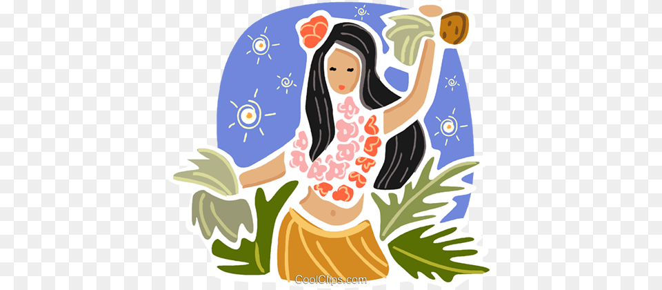 Hawaiian Hula Dancer Royalty Vector Clip Art Illustration Hawaiian, Toy, Face, Head, Person Free Png