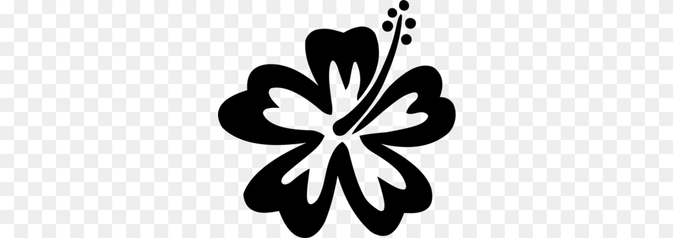 Hawaiian Language Sticker Flower Decal, Gray Free Png