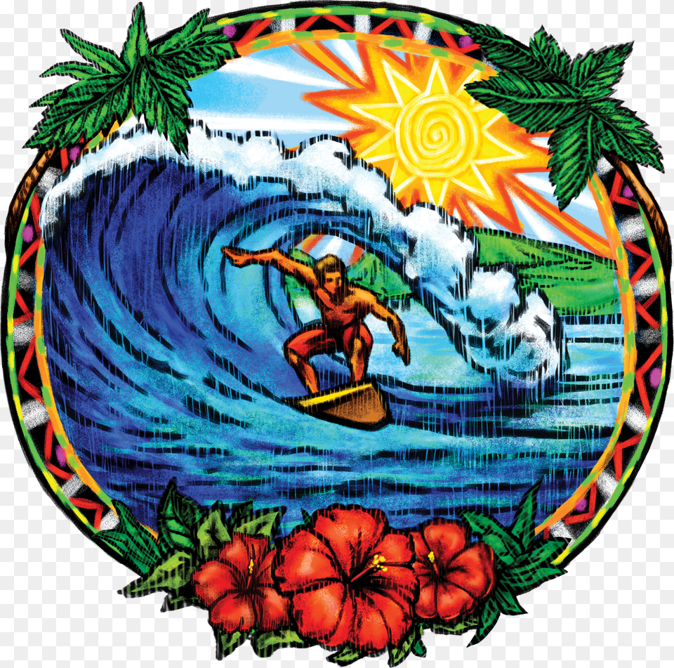 Hawaiian Surfing Tropical Cutout Vinyl Sticker Tiki Tropical Surf Clipart, Pencil Free Png Download