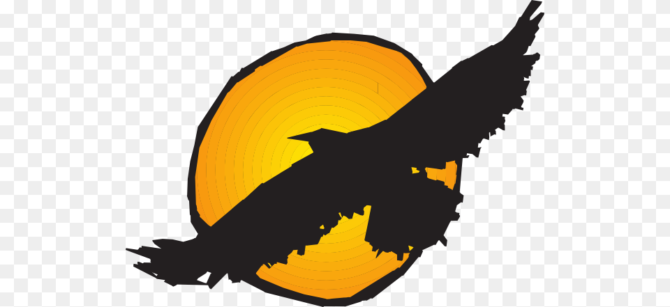 Hawk Silhouette Flying Near Sun Clip Art, Animal, Bird, Blackbird, Mammal Free Png