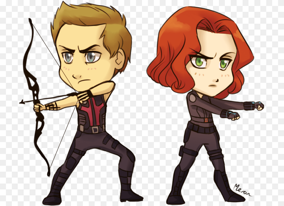 Hawkeye And Black Widow Chibi, Book, Comics, Publication, Adult Free Png Download