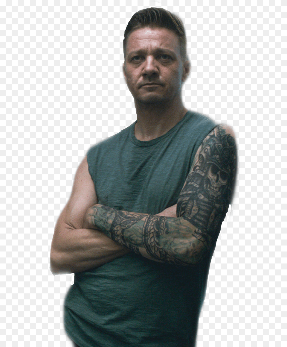 Hawkeye Clint Clintbarton Freetoedit Avengers Endgame Hawkeye Tattoo, Person, Skin, Adult, Male Free Png Download