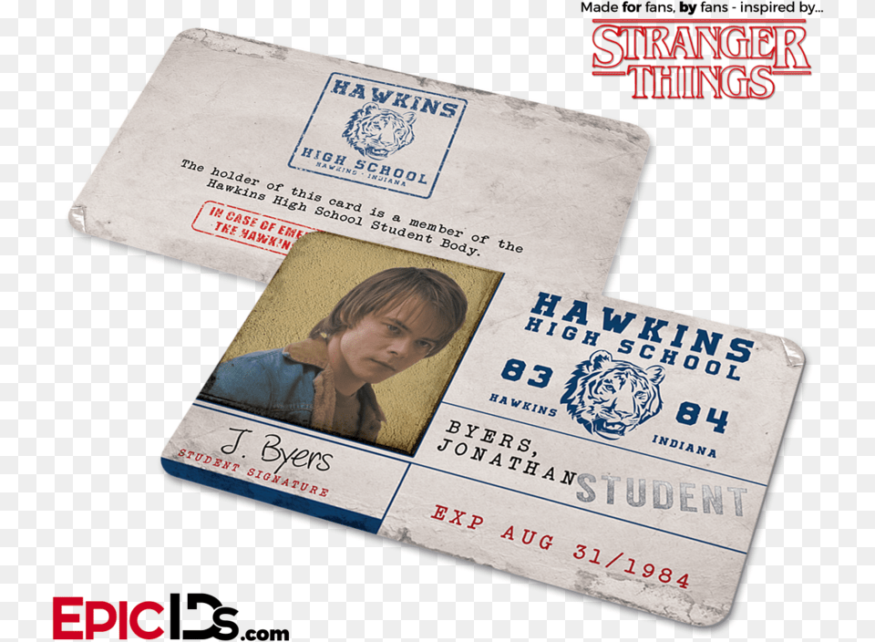 Hawkins High School Quotstranger Things Student Id Card High School, Text, Boy, Child, Person Free Transparent Png