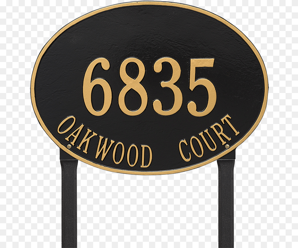 Hawthorne Oval Estate Lawn Address Plaque Two Lines Commemorative Plaque, Symbol, Text, Number Png Image