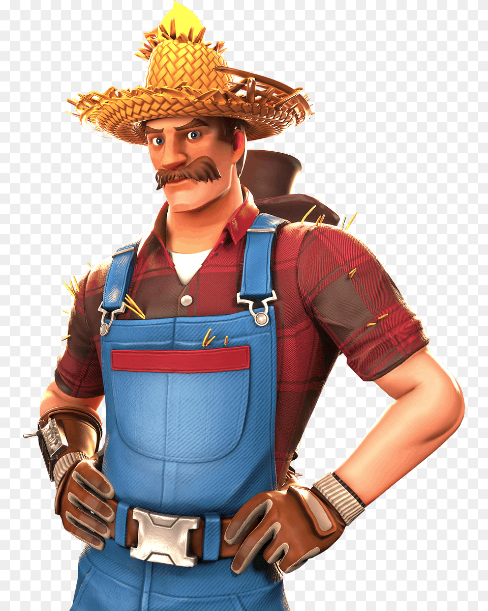 Hayseed Fortnite Skin Render To Use Let Me Know Fortnite Skin Renders, Hat, Clothing, Costume, Person Free Png Download