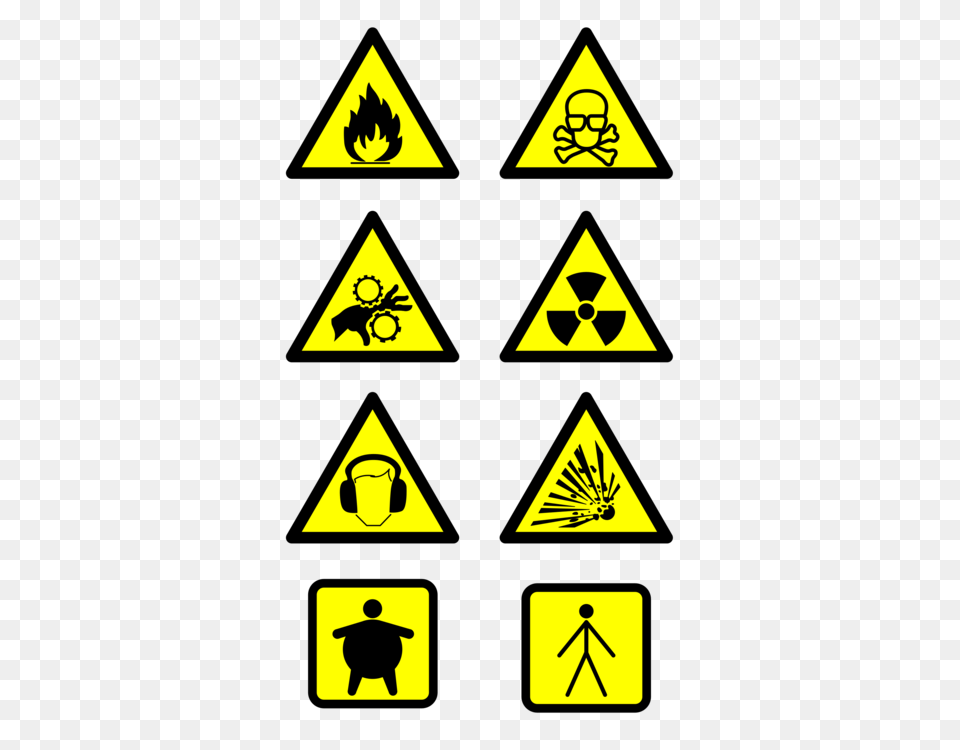 Hazard Dangerous Goods Warning Sign, Symbol, Person, Triangle, Road Sign Free Png
