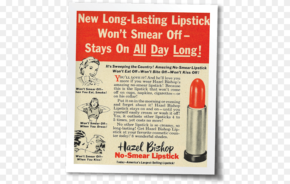 Hazel Bishop Kiss Proof Lipstick, Advertisement, Cosmetics, Person, Adult Free Transparent Png