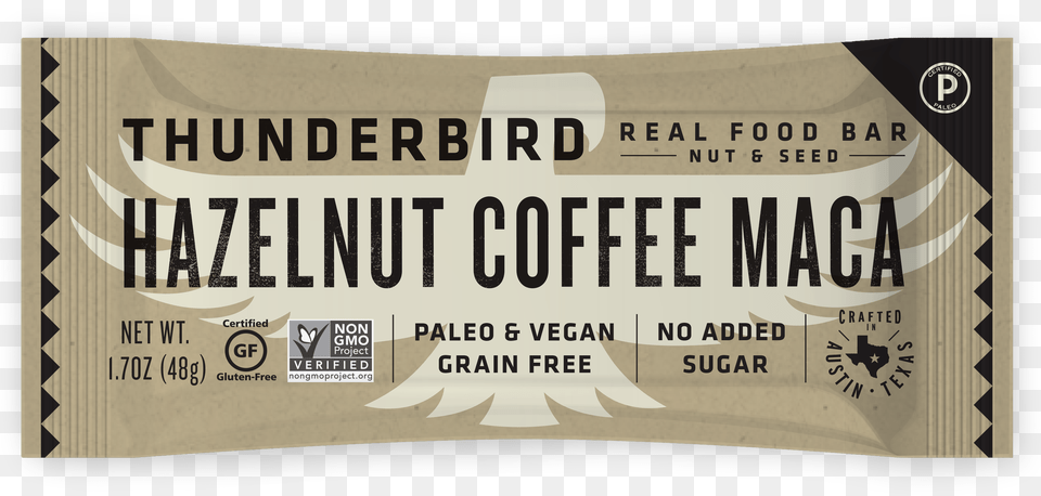 Hazelnut Coffee Maca Thunderbird Bars Pecan, Paper, Text, Ticket, Scoreboard Png Image