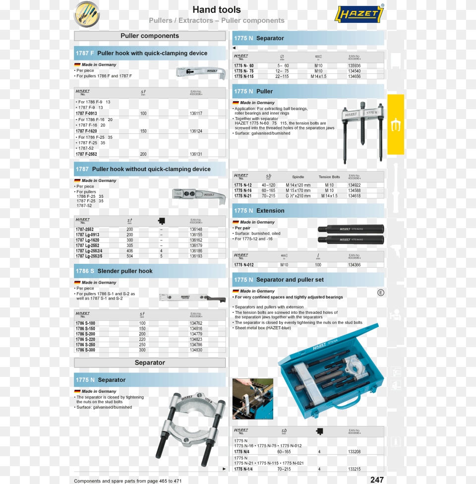 Hazet Tool Catalog Torque Equipment Special Tools Wrenches Hazet Separator And Puller Set 1775n 14 Hazet 1775n, Firearm, Gun, Handgun, Weapon Free Png Download