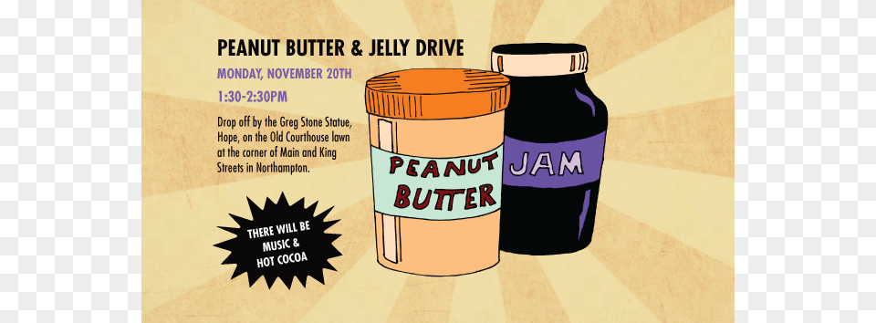 Hcg Partners With Peanut Butter And Jelly Jar Drive Peanut Butter And Jelly Sandwich, Food, Seasoning, Syrup, Can Free Png