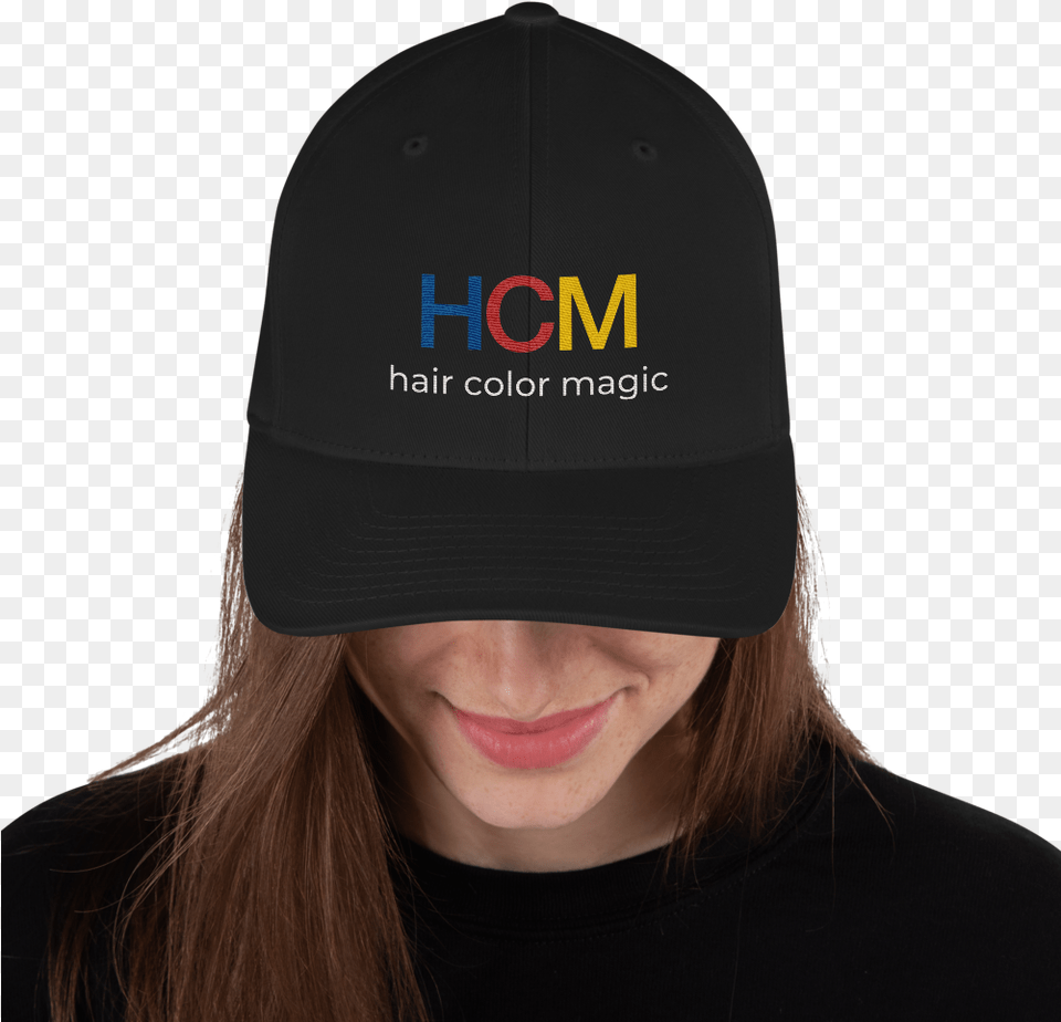 Hcm Hat Mockup Front Womens Black Hat, Baseball Cap, Cap, Clothing, Adult Free Png