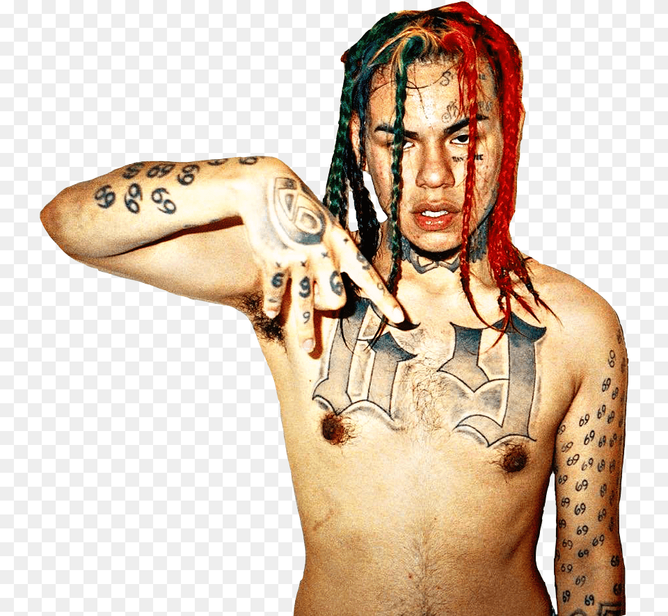 Hd 6ix9ine, Tattoo, Skin, Person, Man Free Png Download