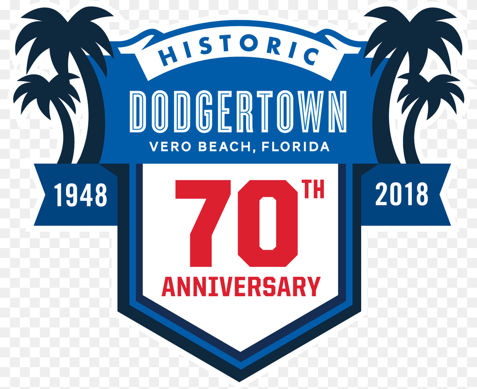 Hd 70 Years Final 4color White 300 Historic Dodgertown Vero Beach, Logo, Symbol, License Plate, Transportation Png Image