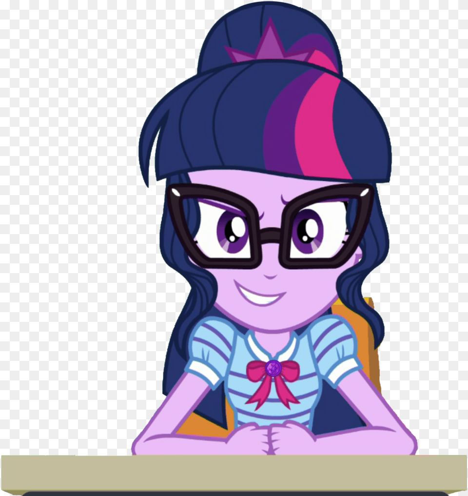 Hd Anime Girl Clipart Ponytail Cartoon Twilight Sparkle Equestria Girls, Book, Publication, Comics, Purple Free Png Download