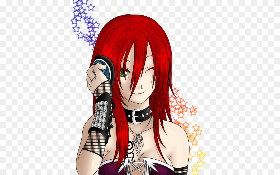 Hd Anime Hairstyles Female Color Pink And Black Red Haired Colored Girl Anime, Adult, Book, Comics, Person Free Png