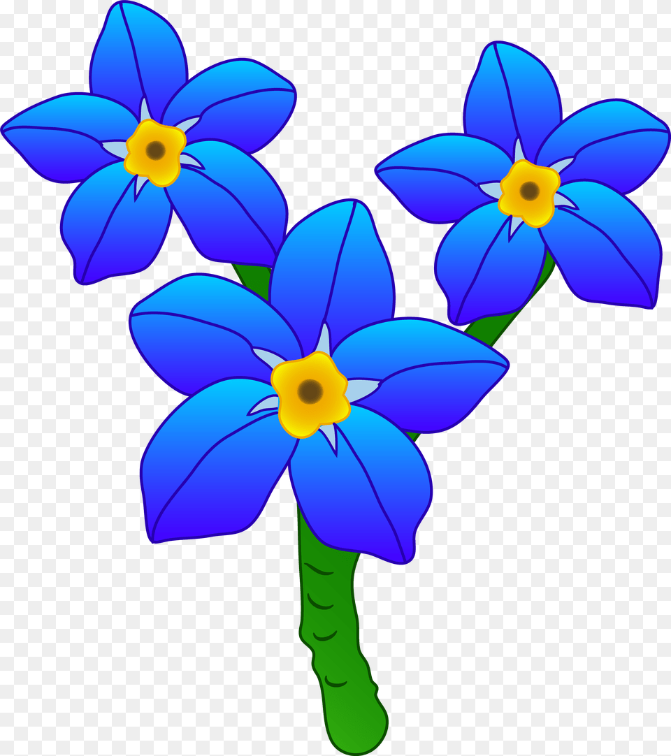 Hd Blue Flower Clipart Pretty C Forget Me Not Flower Cartoon, Daisy, Plant, Purple, Petal Free Png Download