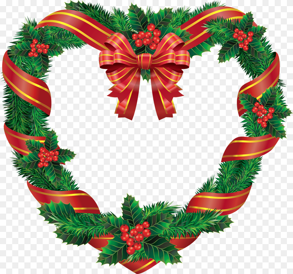 Hd Christmas Wreath Decoration Images Download Heart Christmas Wreath Png Image